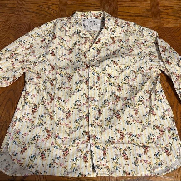 NEW Frank & Eileen Silvio Floral Stripe Untuckable Button Up Shirt Sz L Prairie - Picture 4 of 13